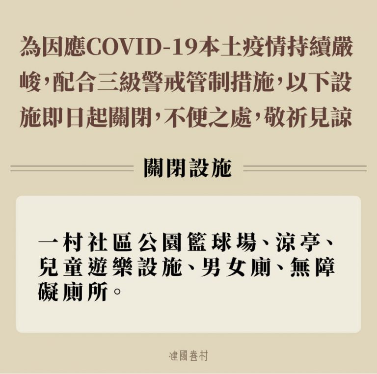 關閉設施公告